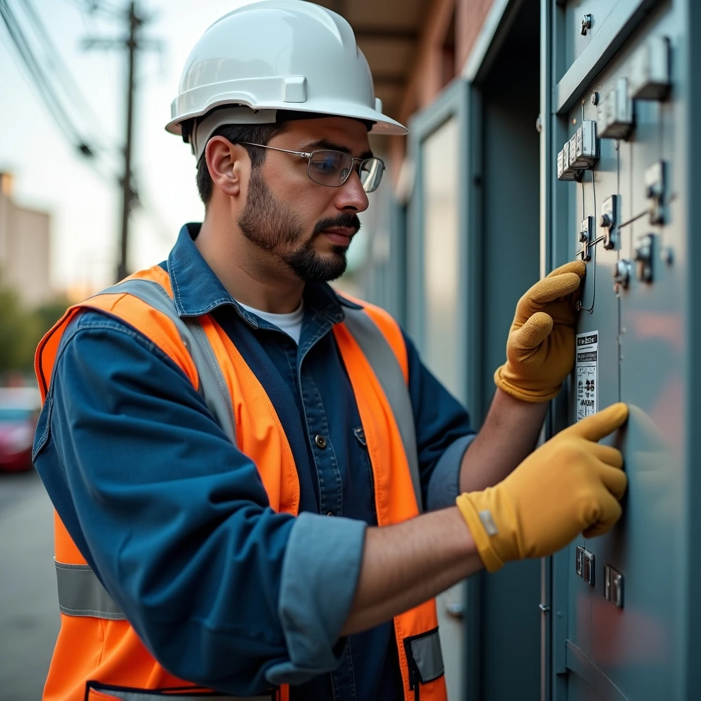 Técnico revisando tablero eléctrico